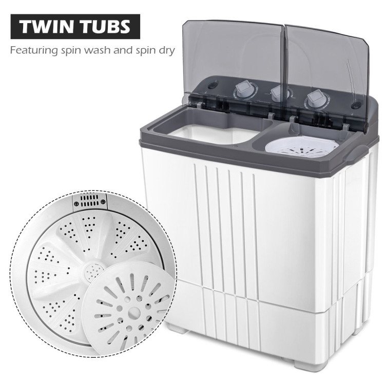 Portable Semi-Automatic Twin-tub Portable Mini Washing MachineCostway Gallery View 5 of 11