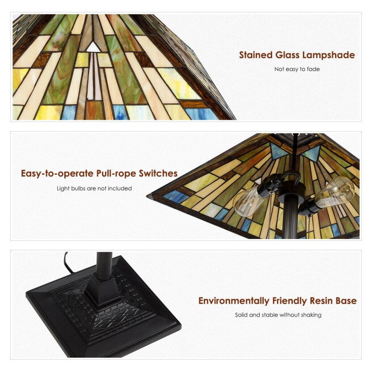 Tiffany-Style 2 Light Floor Lamp with 18 Inch Stained Glass ShadeCostway Gallery View 11 of 12