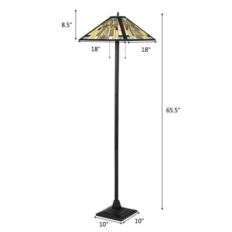 Tiffany-Style 2 Light Floor Lamp with 18 Inch Stained Glass ShadeCostway Gallery View 12 of 12