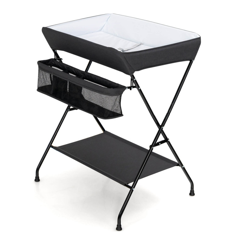 Baby Storage Folding Diaper Changing Table-BlackCostway Gallery View 1 of 10