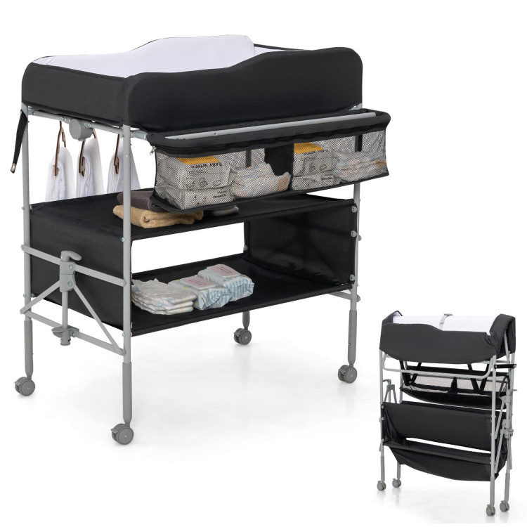 Portable Baby Changing Table with Wheels and 4-position Adjustable HeightsCostway Gallery View 1 of 10