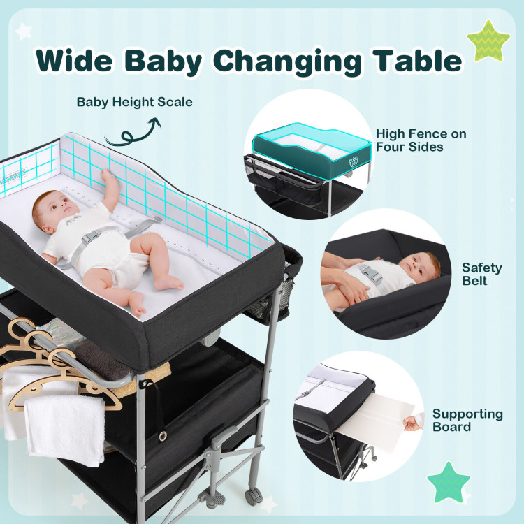 Portable Baby Changing Table with Wheels and 4-position Adjustable HeightsCostway Gallery View 10 of 10