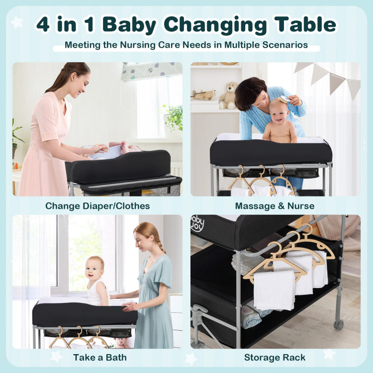 Portable Baby Changing Table with Wheels and 4-position Adjustable HeightsCostway Gallery View 9 of 10