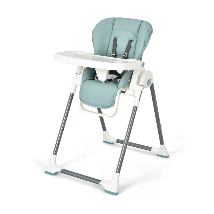 Foldable Baby High Chair with Double Removable Trays and Book Holder-GreenCostway Gallery View 1 of 11