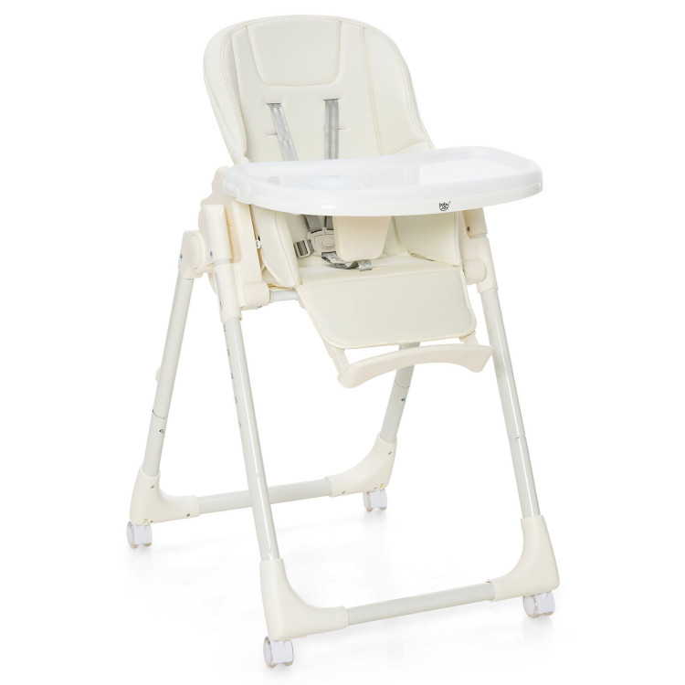 Folding High Chair with Height Adjustment and 360° Rotating WheelsCostway Gallery View 1 of 10