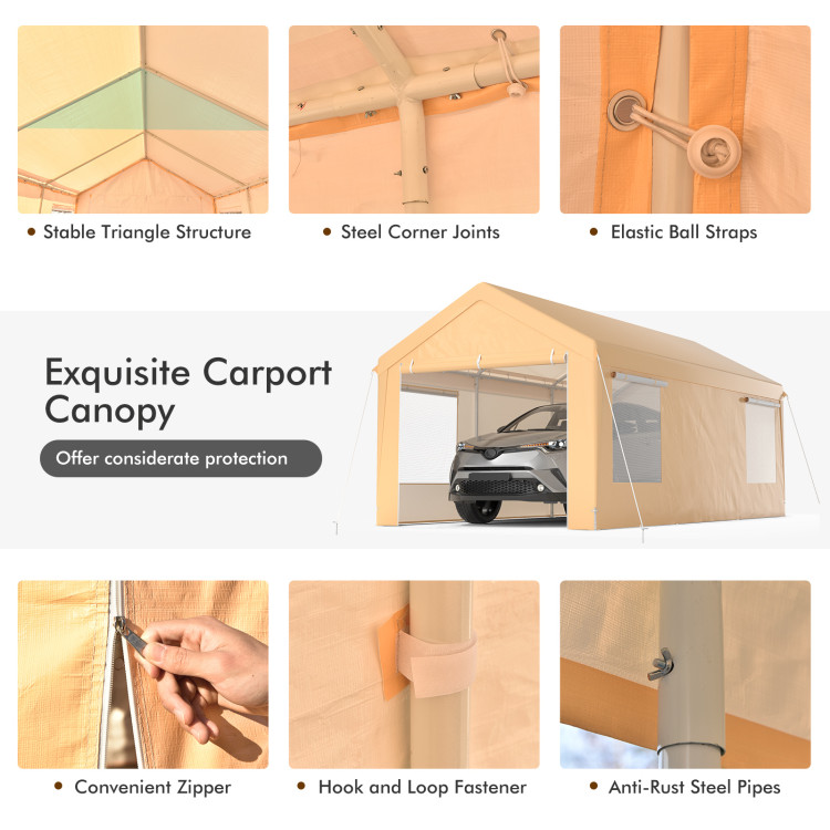 10 x 20 Feet Heavy-Duty Steel Portable Carport Car Canopy Shelter-YellowCostway Gallery View 10 of 10