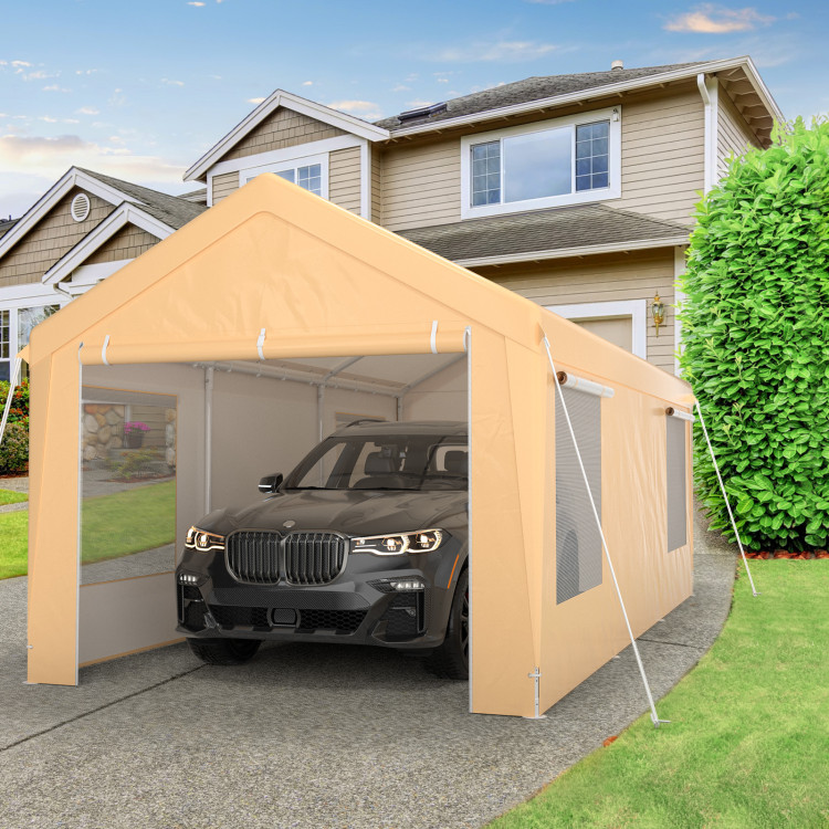 10 x 20 Feet Heavy-Duty Steel Portable Carport Car Canopy Shelter-YellowCostway Gallery View 2 of 10