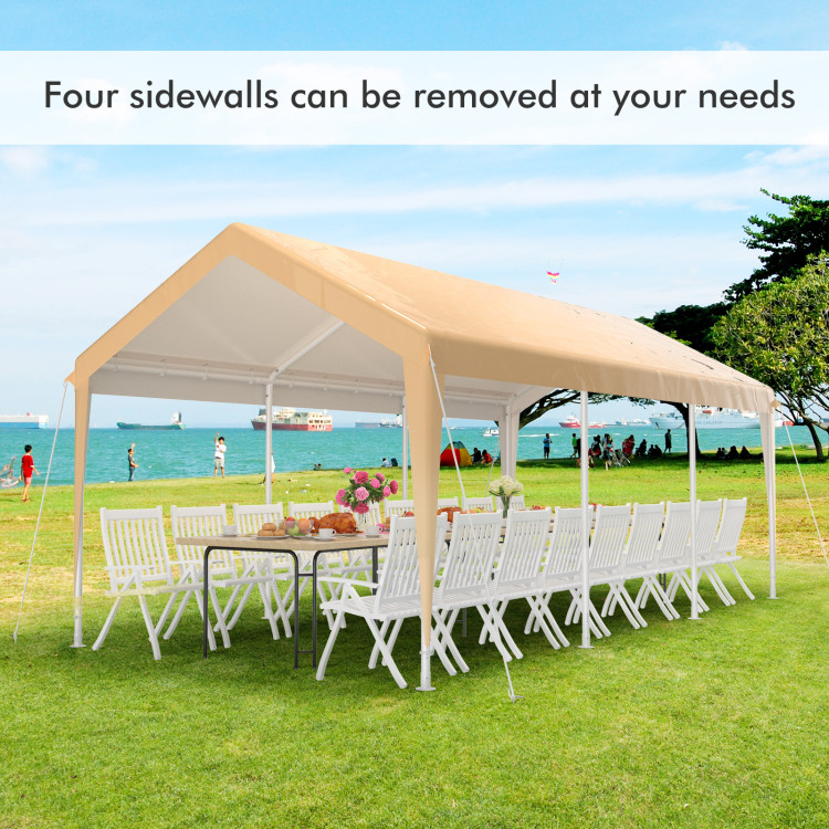 10 x 20 Feet Heavy-Duty Steel Portable Carport Car Canopy Shelter-YellowCostway Gallery View 3 of 10