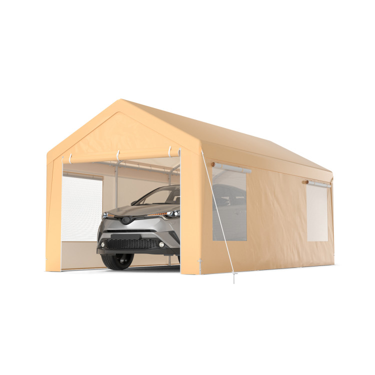 10 x 20 Feet Heavy-Duty Steel Portable Carport Car Canopy Shelter-YellowCostway Gallery View 6 of 10