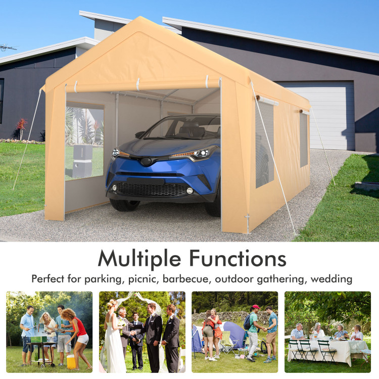 10 x 20 Feet Heavy-Duty Steel Portable Carport Car Canopy Shelter-YellowCostway Gallery View 9 of 10