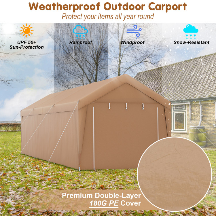 10 x 20 Feet Patio Heavy Duty  All-Weather Tent Carport with Galvanized Steel Frame - Gallery View 6 of 8