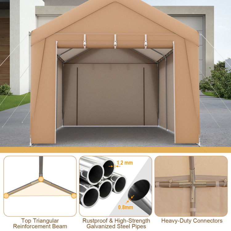 10 x 20 Feet Patio Heavy Duty  All-Weather Tent Carport with Galvanized Steel Frame - Gallery View 7 of 8