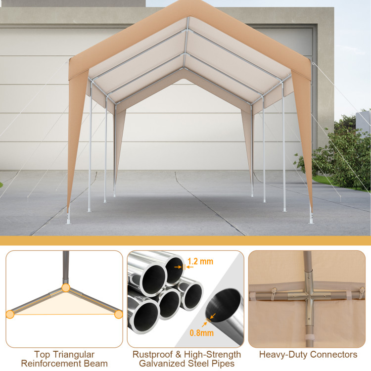 10 x 20 Feet Patio Heavy Duty  All-Weather Tent Carport with Galvanized Steel Frame - Gallery View 8 of 10