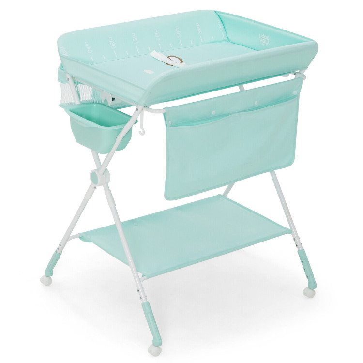 Foldable Baby Changing Table with Wheels-BlueCostway Gallery View 1 of 12