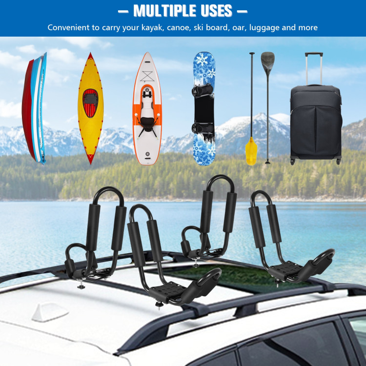2 Pairs Canoe Boat Kayak Roof Rack with 4 strapsCostway Gallery View 7 of 9