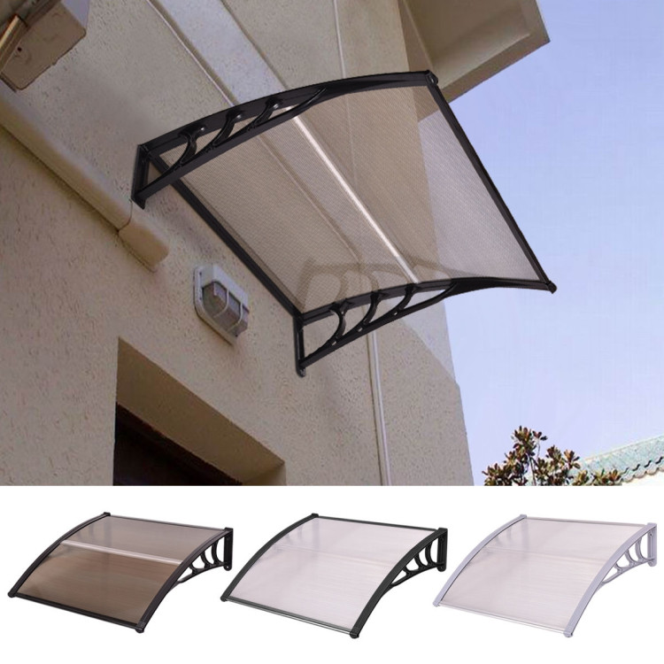 40 x 40 Inch Outdoor Polycarbonate Front Door Window Awning Canopy-BrownCostway Gallery View 15 of 15
