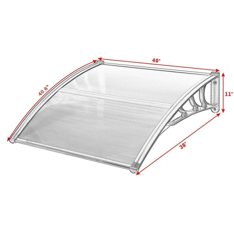 40 x 40 Inch Outdoor Polycarbonate Front Door Window Awning Canopy-BrownCostway Gallery View 4 of 15