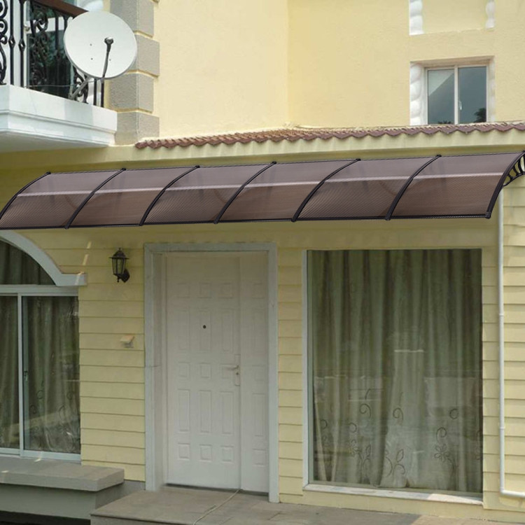40 x 40 Inch Outdoor Polycarbonate Front Door Window Awning Canopy-BrownCostway Gallery View 1 of 15
