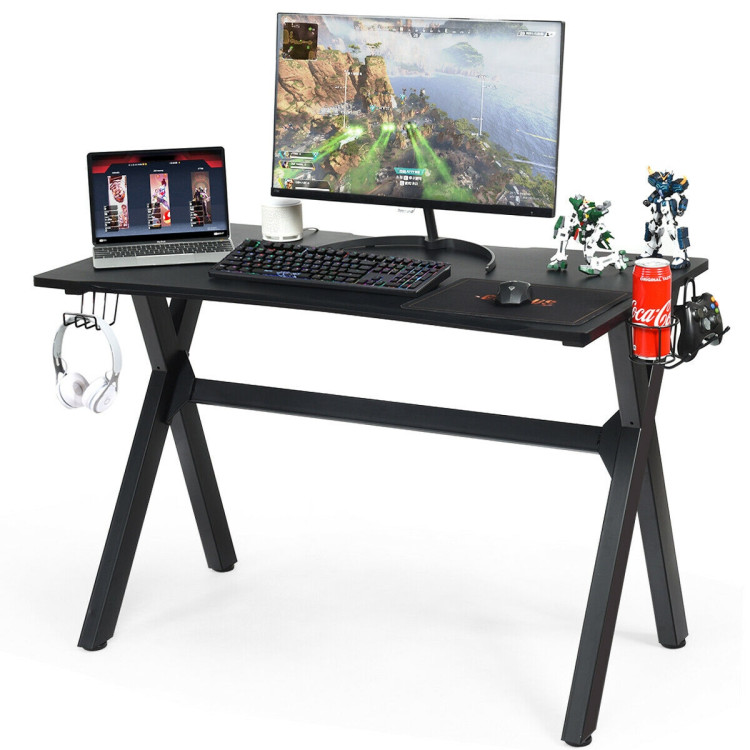Ergonomic Gaming Desk with Mousepad and Cup Headphone HolderCostway Gallery View 7 of 10