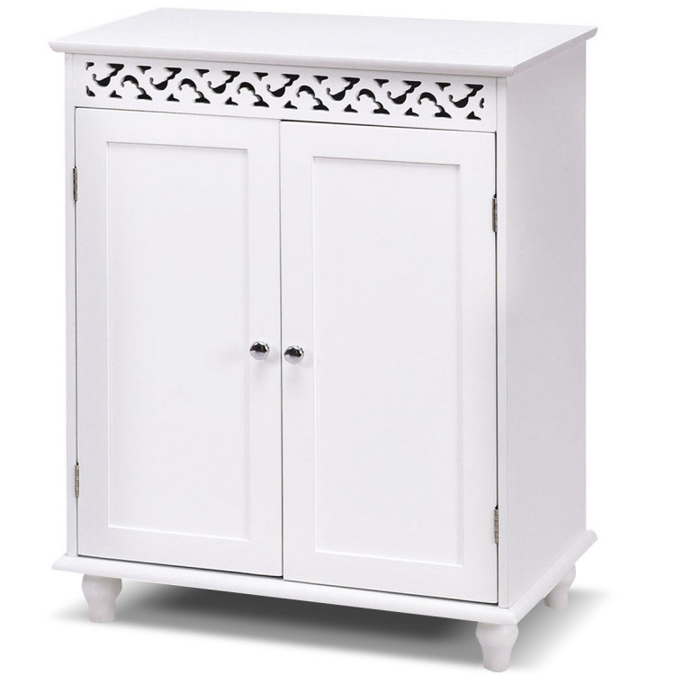 White Wooden 2-Door Storage Cabinet CupboardCostway Gallery View 3 of 11