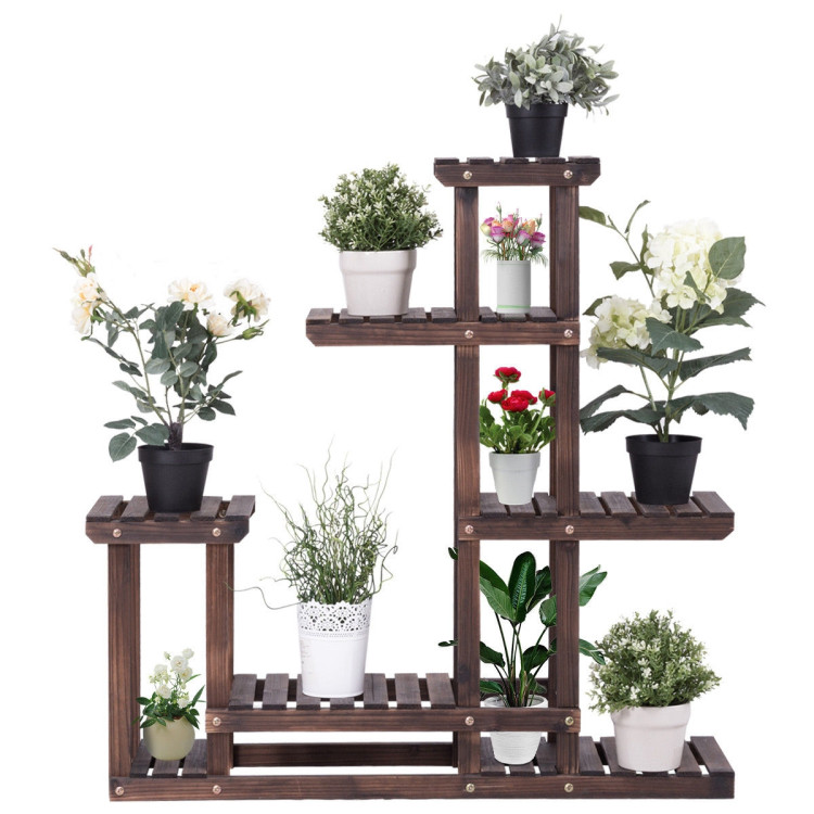 6-Tier Garden Wooden Plant Flower Stand Shelf for Multiple Plants Indoor or OutdoorCostway Gallery View 5 of 9