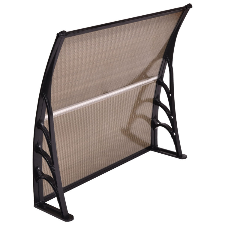 40 x 40 Inch Outdoor Polycarbonate Front Door Window Awning Canopy-BrownCostway Gallery View 10 of 15