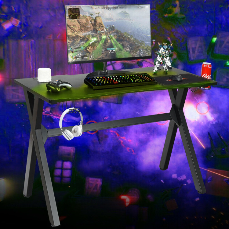 Ergonomic Gaming Desk with Mousepad and Cup Headphone HolderCostway Gallery View 6 of 10