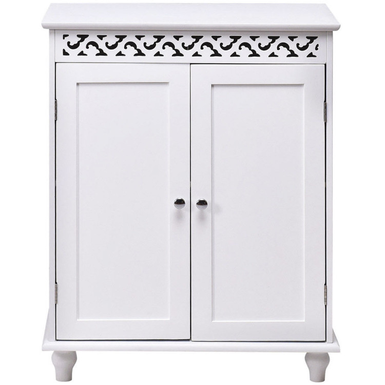 White Wooden 2-Door Storage Cabinet CupboardCostway Gallery View 4 of 11