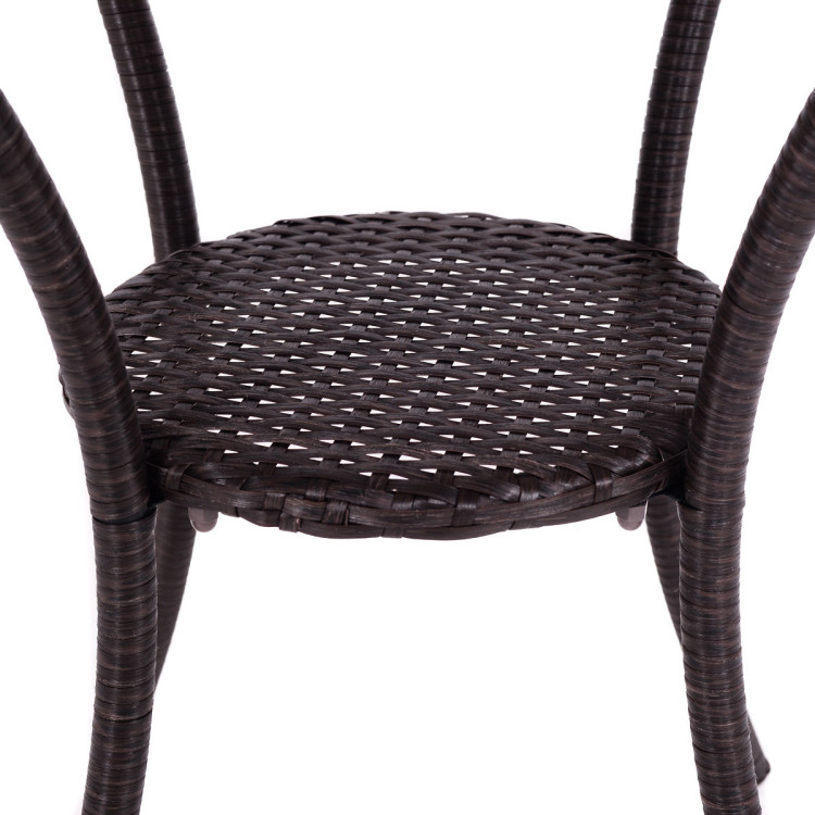Round Rattan Wicker Coffee Table with Lower ShelfCostway Gallery View 12 of 13