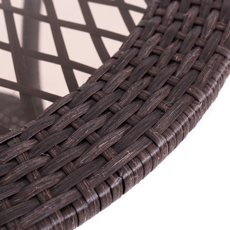 Round Rattan Wicker Coffee Table with Lower ShelfCostway Gallery View 11 of 13