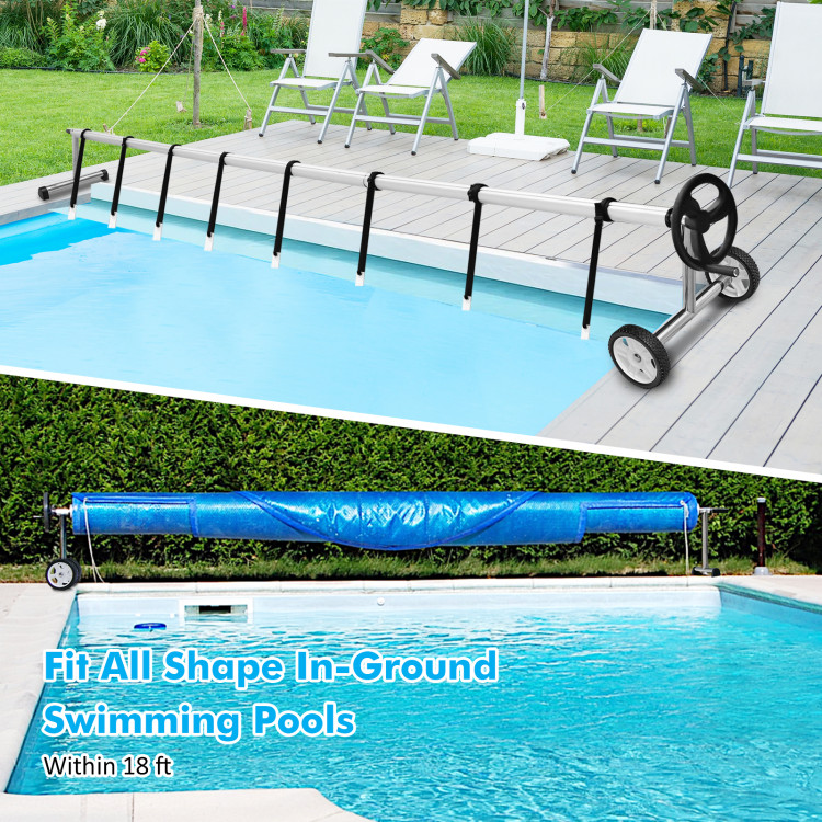 18 Ft Pool Cover Reel Set Aluminum In-ground Swimming Solar Cover Reel -  Costway