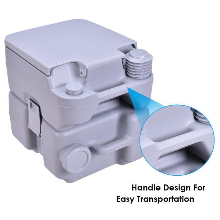 5.3 Gallon Portable Travel Toilet with Piston Pump Flush - Costway
