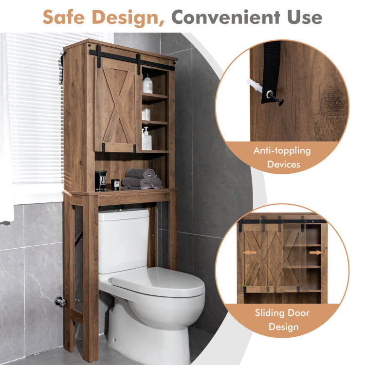 Over the Toilet Storage Cabinet with Adjustable Shelf - Costway
