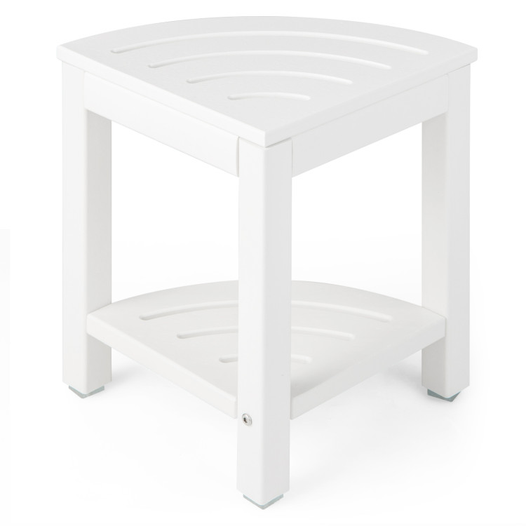 Heavy Duty Corner Shower Bench Stool with Storage Shelf for