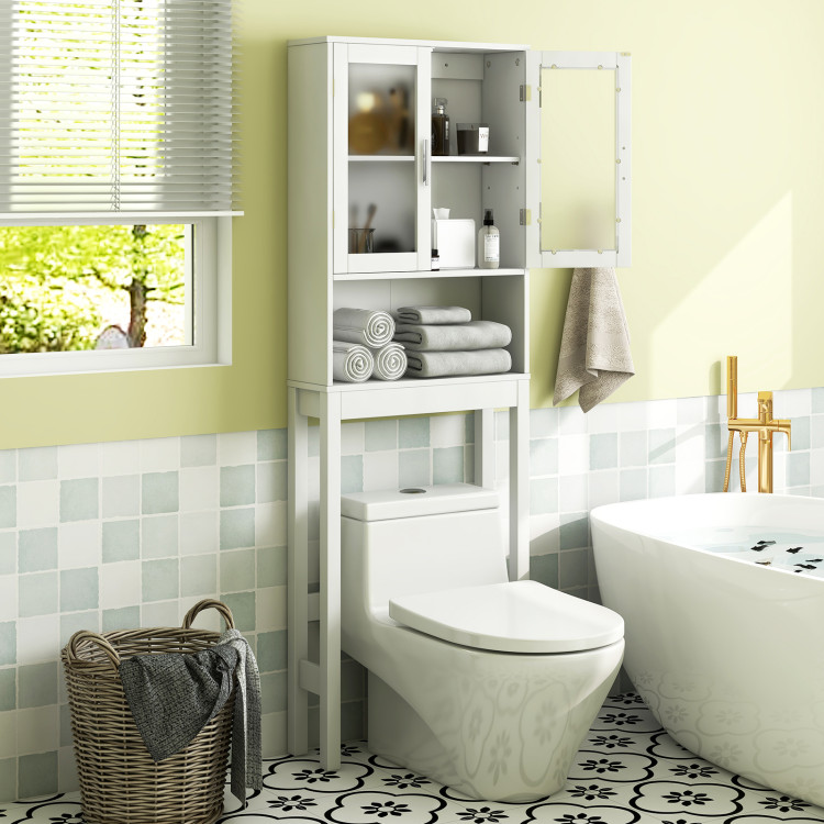 Over The Toilet Bathroom Storage Space Saver with Shelf - Costway