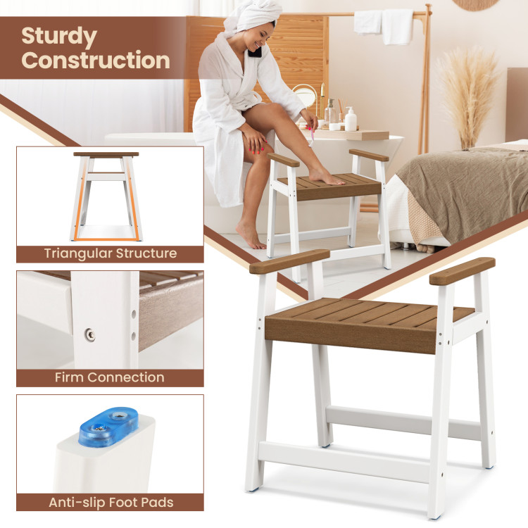 Heavy Duty Shower Bench with Arms for Inside Shower Shaving Legs
