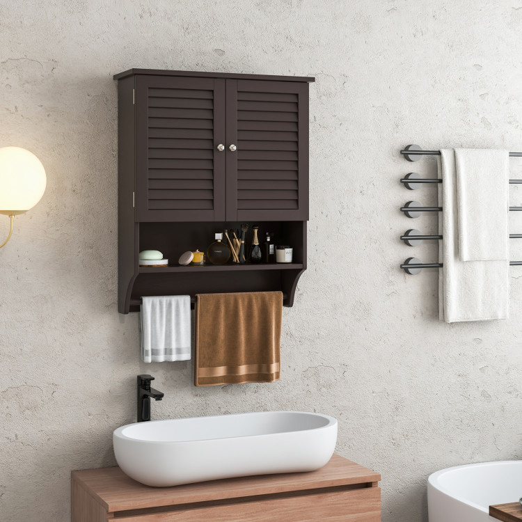 SMOOL Bathroom Medicine Cabinet with Towel Bar and Mirror Doors, Wall Mounted Bathroom Cabinet Over The Toilet Storage for Bathroom