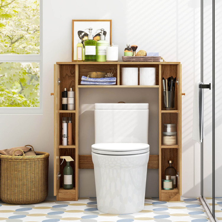 Over The Toilet Storage Cabinet with 2 Open Compartments and 4 ...