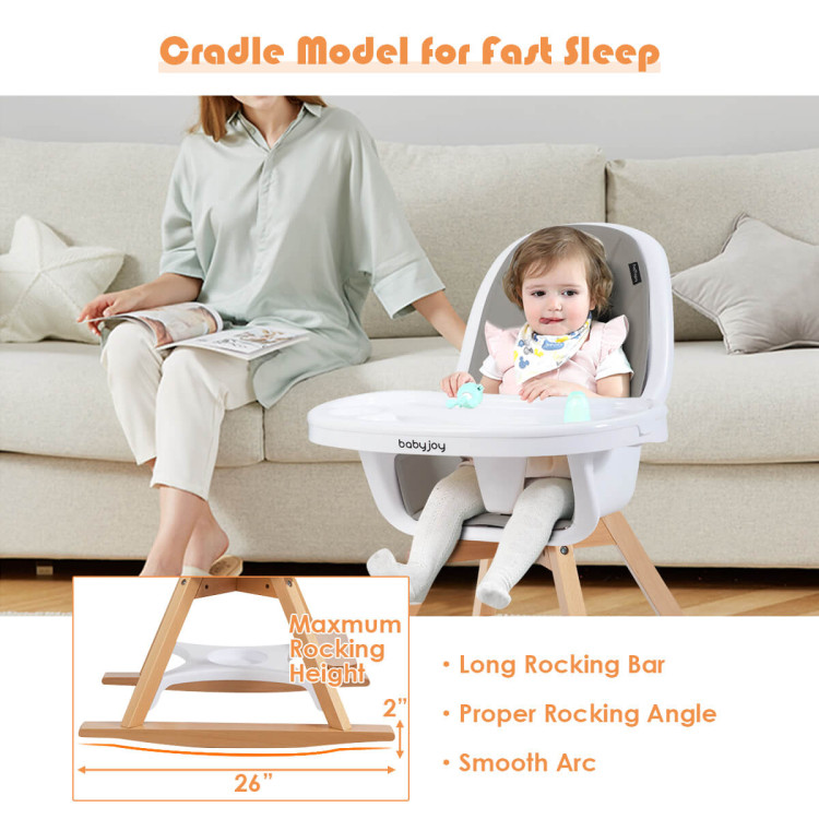 3-in-1 Convertible Wooden Baby High Chair-GrayCostway Gallery View 3 of 12