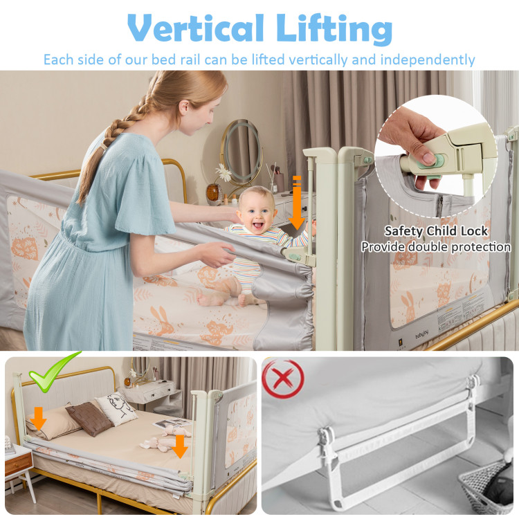 Vertical Lifting Bed Rail for Toddlers with Double Lock - Gallery View 6 of 10