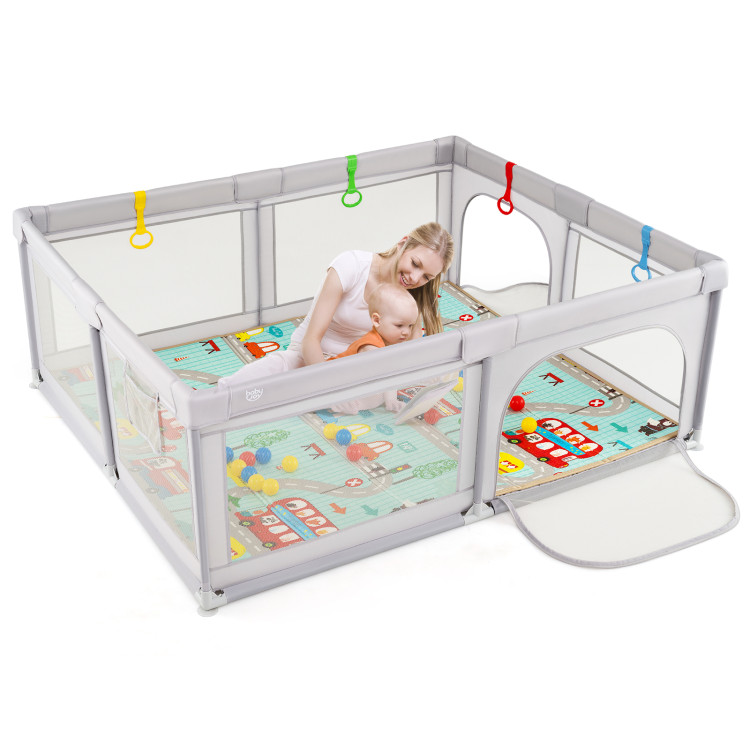 Baby Playpen with Mat and Breathable Mesh - Gallery View 1 of 11