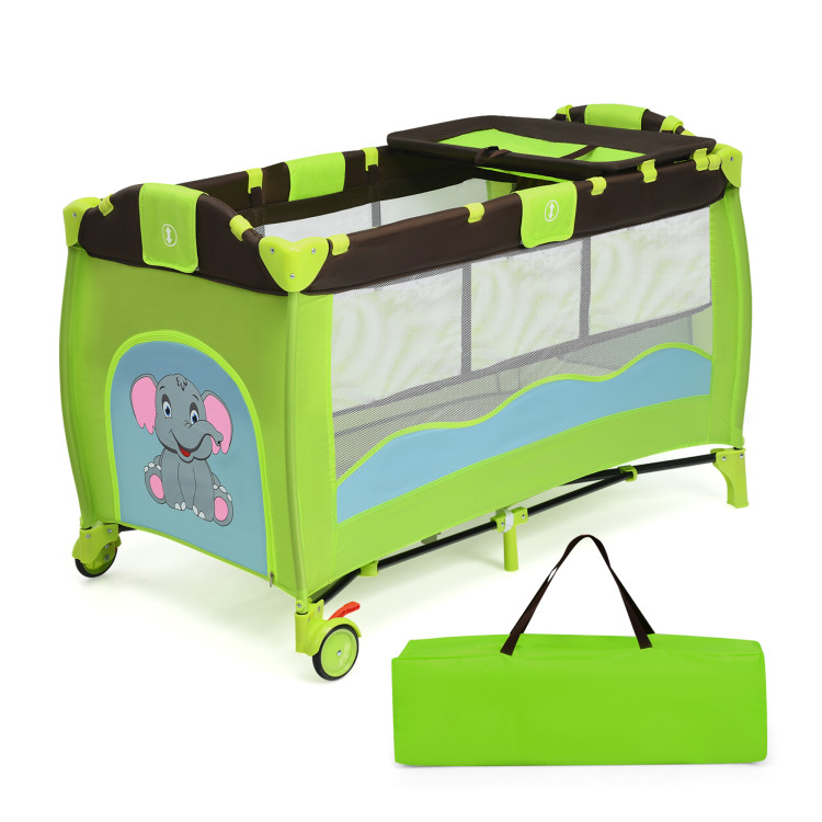 Green Portable Baby Crib Infant Bassinet Bed-Green - Gallery View 1 of 9