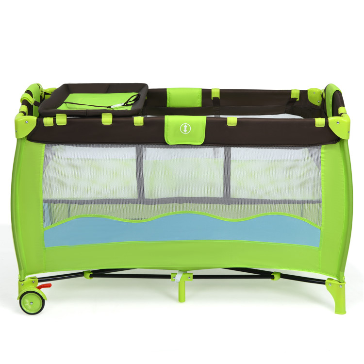 Green Portable Baby Crib Infant Bassinet Bed-Green - Gallery View 4 of 9