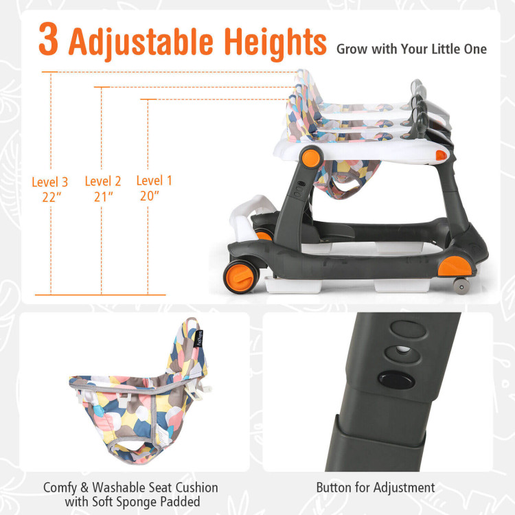 2-in-1 Foldable Activity Push Walker with Adjustable HeightCostway Gallery View 5 of 12