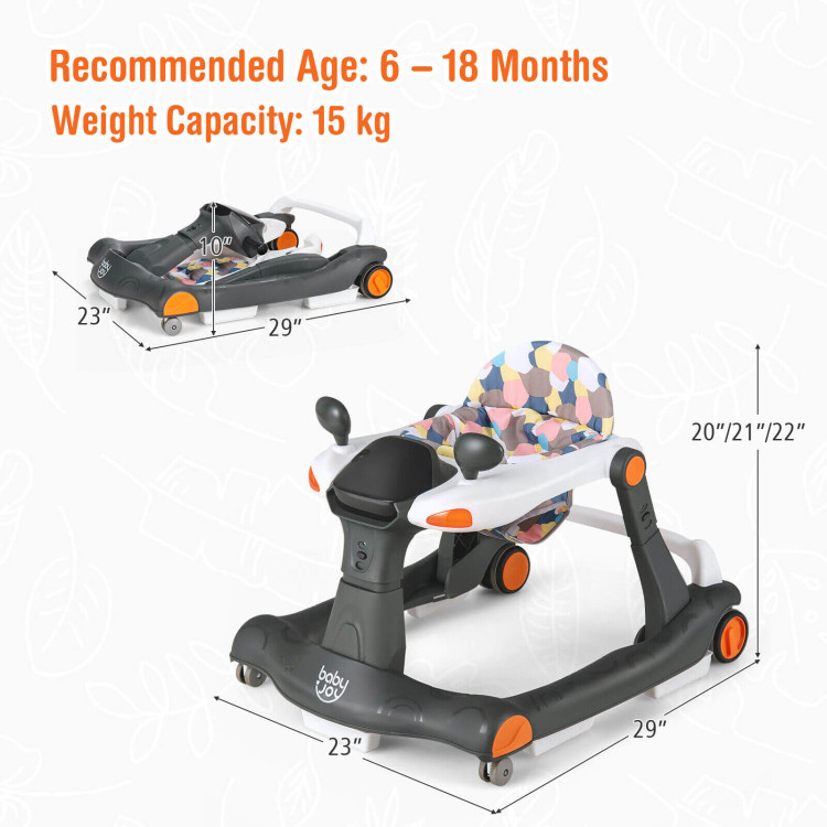 2-in-1 Foldable Activity Push Walker with Adjustable HeightCostway Gallery View 4 of 12