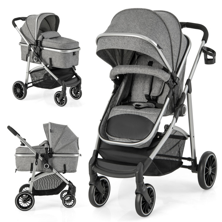 2-in-1 Convertible Baby Stroller with Reversible Seat - Costway