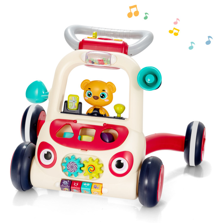 2-in-1 Sit-to-Stand Baby Push Walker with Music and LightCostway Gallery View 1 of 10