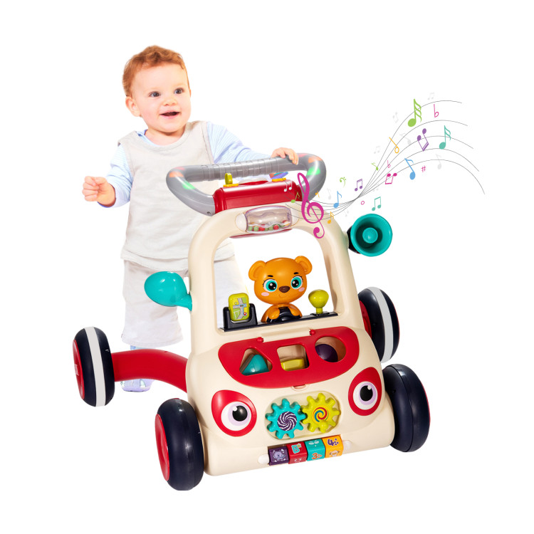 2-in-1 Sit-to-Stand Baby Push Walker with Music and LightCostway Gallery View 7 of 10