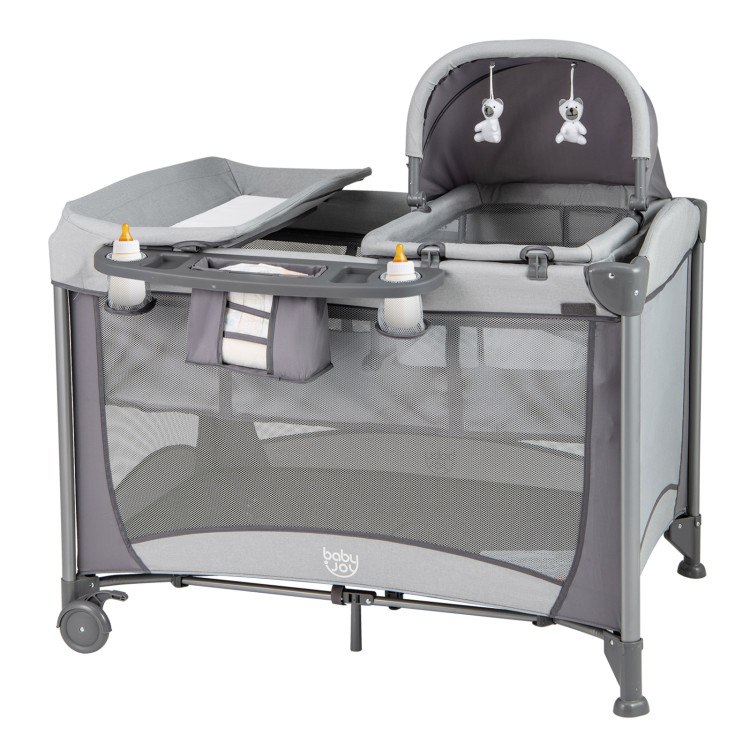 5-in-1 Portable Baby Playard with Changing Table and Storage Basket - Gallery View 1 of 11