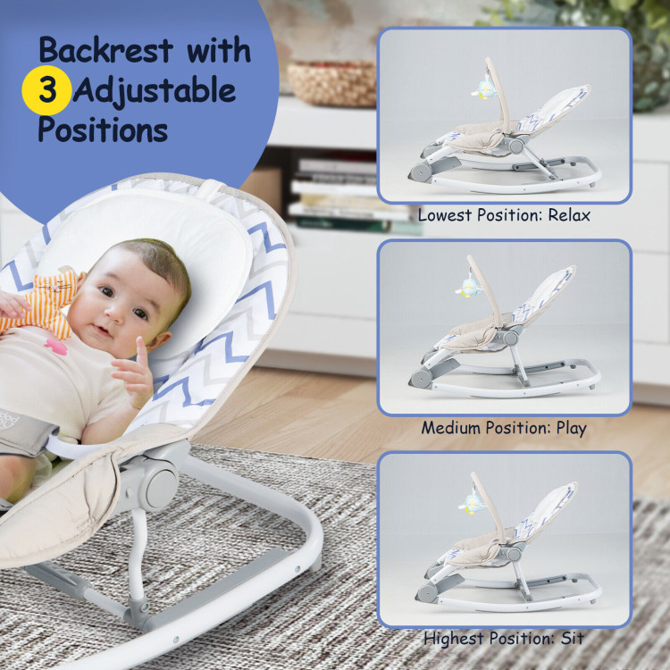 2-in-1 Baby Bouncer with 3-level Adjustable Backrest-GrayCostway Gallery View 10 of 10